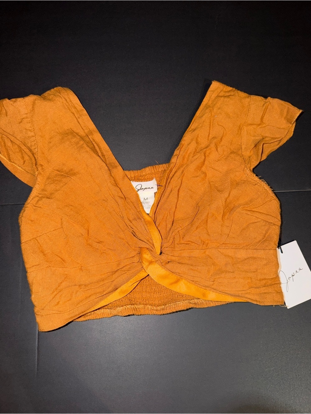 Japna Orange Twist-Front Crop Top - Women